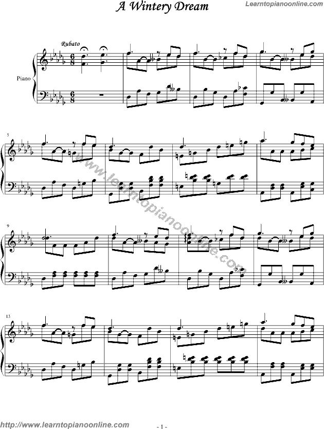 A Wintery Dream Piano Sheet Music Free