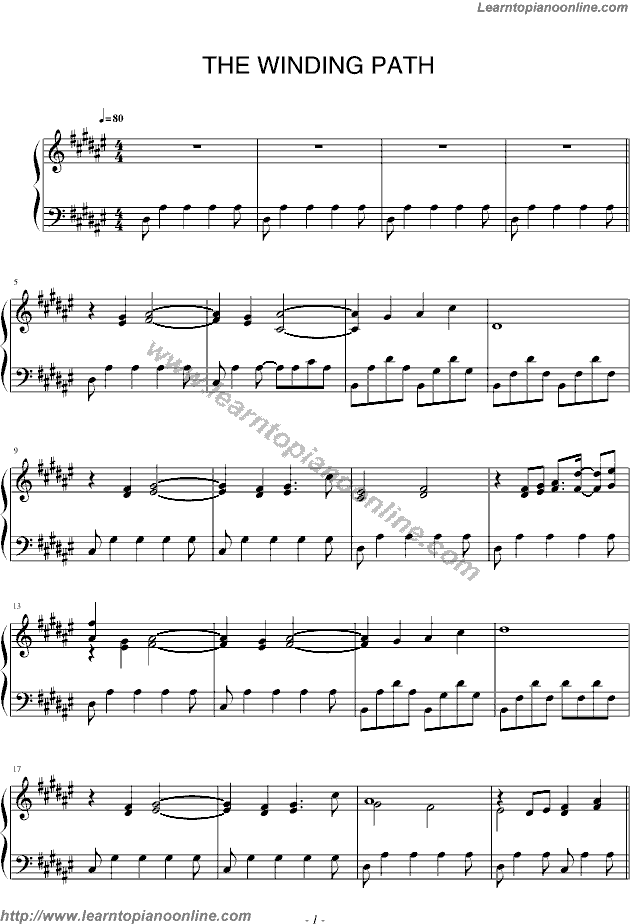 The Winding Path Piano Sheet Music Free