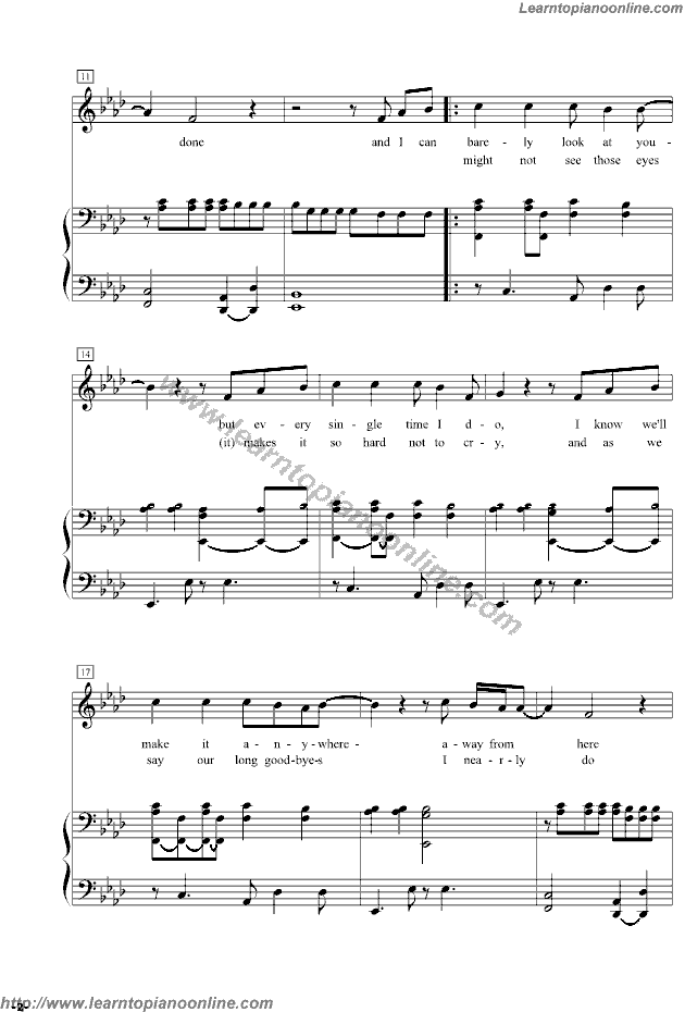 Run-LeonaLewis Originated from Snow Patrol Piano Sheet Music Free