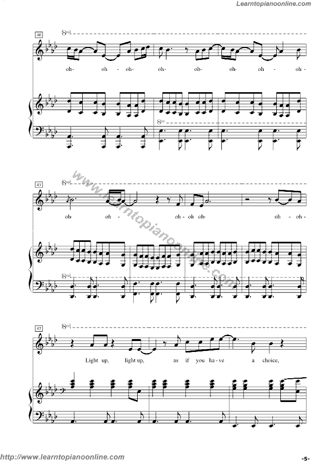 Run-LeonaLewis Originated from Snow Patrol Piano Sheet Music Free