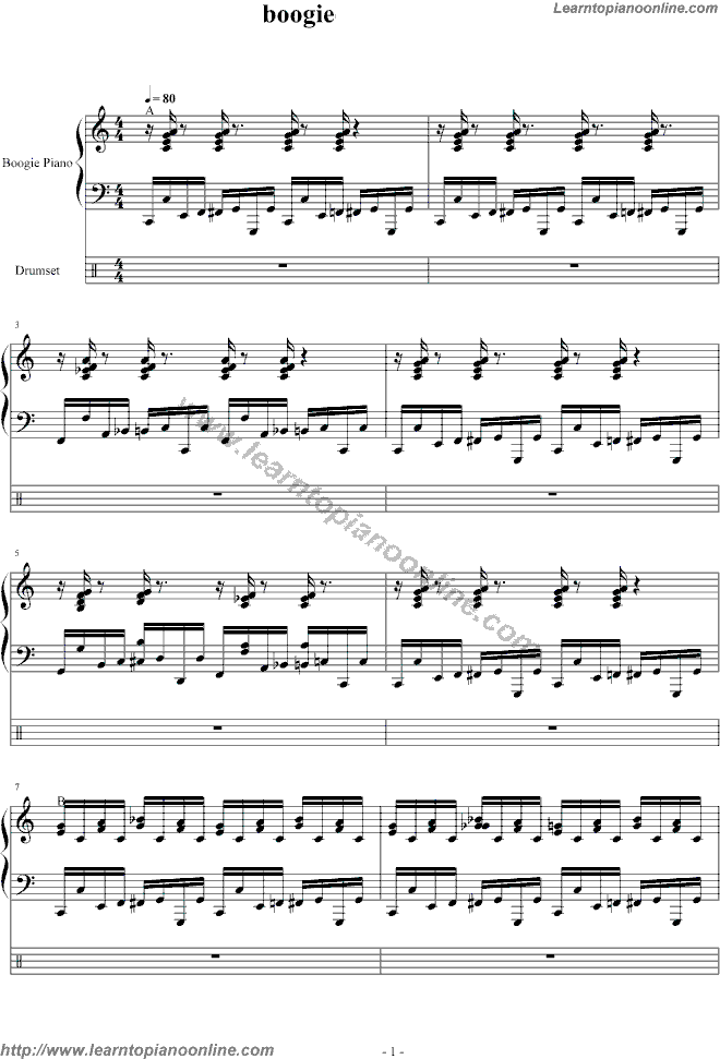 Boogie by Dengguobiao Piano Sheet Music Free