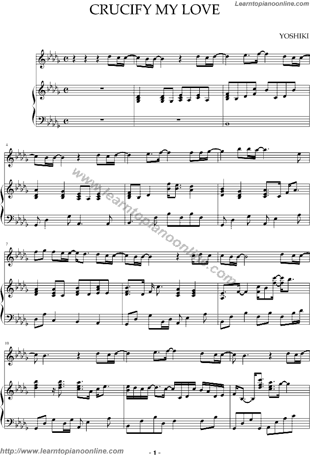 CRUCIFY MY LOVE by X-JAPAN Piano Sheet Music Free