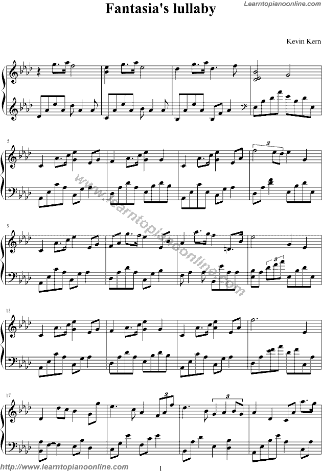 Fantasia's Lullaby by Kevin Kern Piano Sheet Music Free