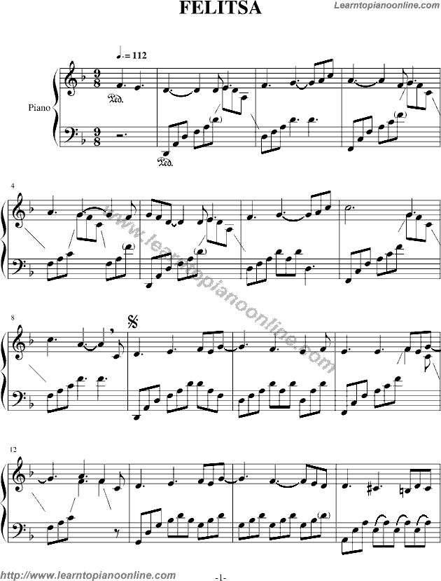 Felitsa by Yanni Piano Sheet Music Free