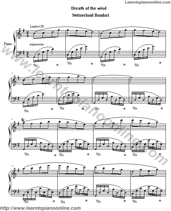 Breath of the wind by Bandari Free Piano Sheet Music